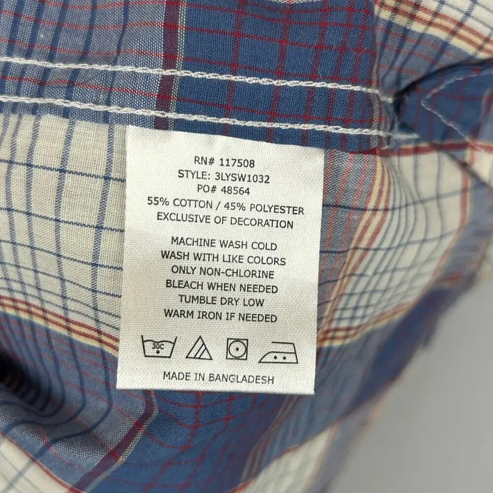 Levi's Plaid Pearl Snap Short Sleeve Button Up Shirt Blue/Red Men's Size S